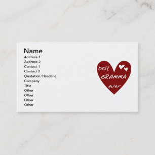 Red Heart Best Gramma Ever T-shirts and Gifts Business Card