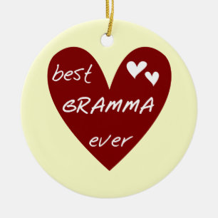 Red Heart Best Gramma Ever T-shirts and Gifts Ceramic Tree Decoration