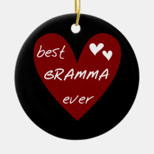 Red Heart Best Gramma Ever T-shirts and Gifts Ceramic Tree Decoration