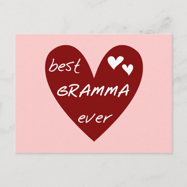 Red Heart Best Gramma Ever T-shirts and Gifts Postcard (Front)
