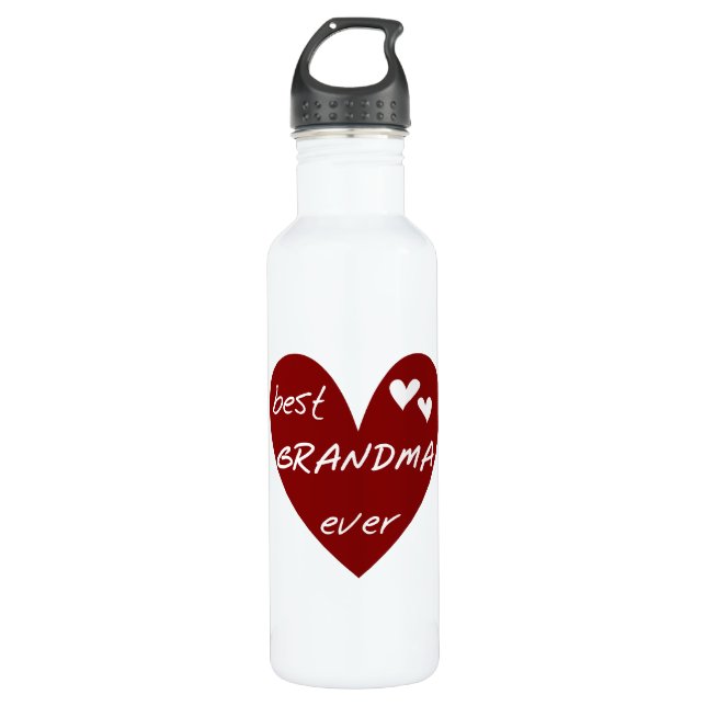 Red Heart Best Grandma Ever Liberty 710 Ml Water Bottle (Front)
