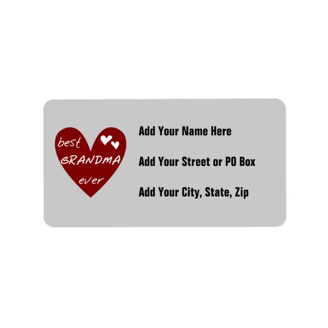 Red Heart Best Grandma Ever T-shirts and Gifts Label (Front)