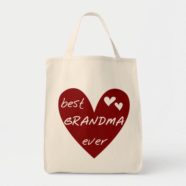 Red Heart Best Grandma Ever T-shirts and Gifts Tote Bag (Front)