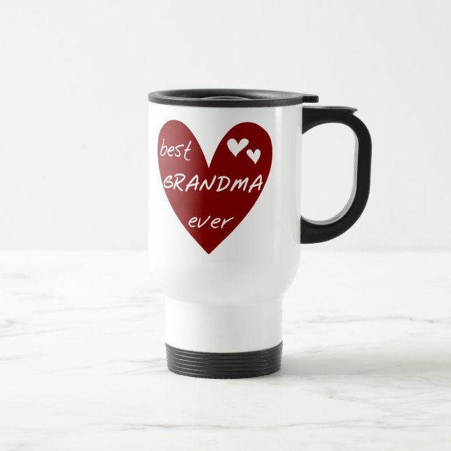 Red Heart Best Grandma Ever T-shirts and Gifts Travel Mug (Right)