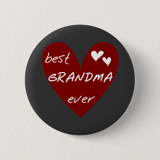 Red Heart Best Grandma Ever T-shirts Gifts 6 Cm Round Badge (Front)