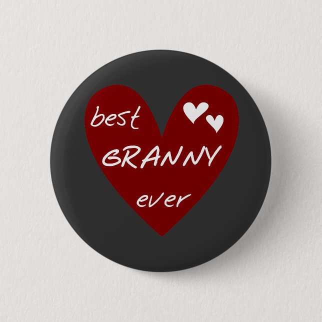 Red Heart Best Granny Ever Tshirts and Gifts 6 Cm Round Badge (Front)