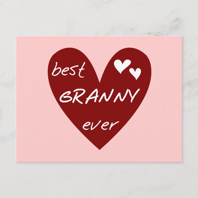 Red Heart Best Granny Ever Tshirts and Gifts Postcard (Front)