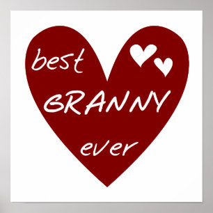 Red Heart Best Granny Ever Tshirts and Gifts Poster