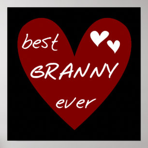 Red Heart Best Granny Ever Tshirts and Gifts Poster