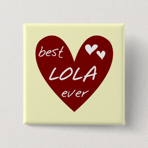 Red Heart Best Lola Ever T-shirts and Gifts 15 Cm Square Badge