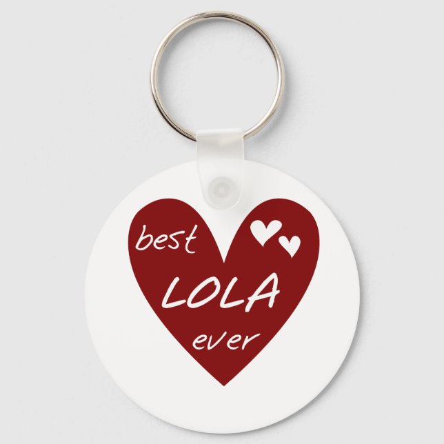 Red Heart Best Lola Ever T-shirts and Gifts Key Ring (Front)