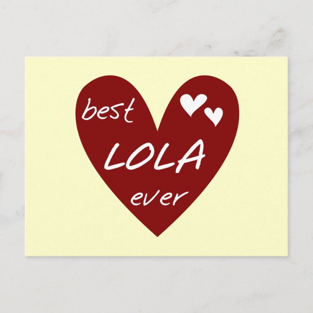 Red Heart Best Lola Ever T-shirts and Gifts Postcard (Front)