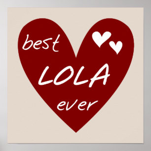 Red Heart Best Lola Ever T-shirts and Gifts Poster