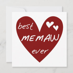 Red Heart Best Memaw Ever T-shirts and Gifts