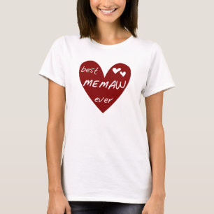 Red Heart Best Memaw Ever T-shirts and Gifts