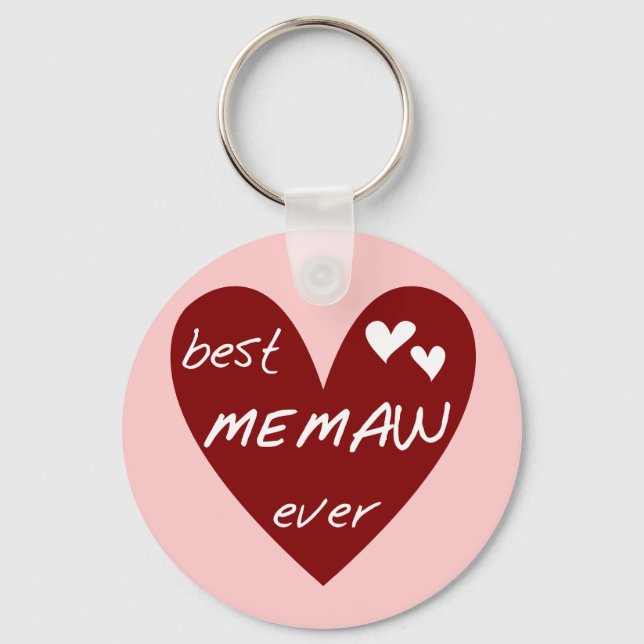 Red Heart Best Memaw Ever T-shirts and Gifts Key Ring (Front)