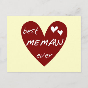 Red Heart Best Memaw Ever T-shirts and Gifts Postcard