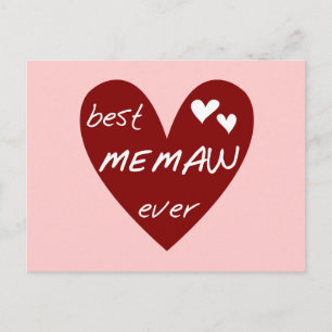Red Heart Best Memaw Ever T-shirts and Gifts Postcard
