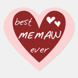 Red Heart Best Memaw Ever T-shirts and Gifts Sticker