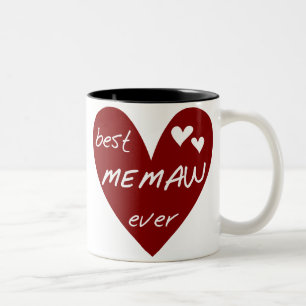 Red Heart Best Memaw Ever T-shirts and Gifts Two-Tone Coffee Mug