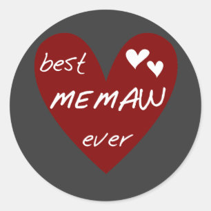 Red Heart Best Memaw Ever Tshirts and Gifts Classic Round Sticker
