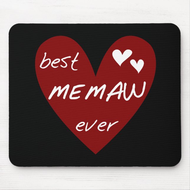 Red Heart Best Memaw Ever Tshirts and Gifts Mouse Pad (Front)