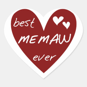 Red Heart Best Memaw Ever Tshirts and Gifts Sticker