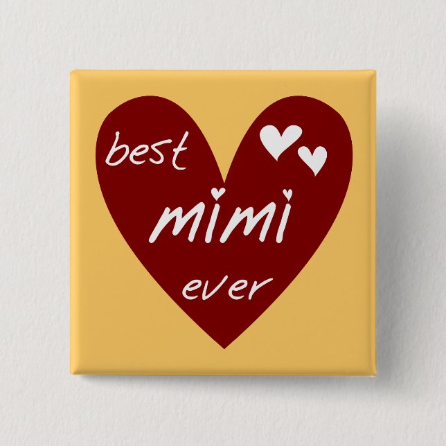 Red Heart Best Mimi Ever Tshirts and Gifts 15 Cm Square Badge (Front)