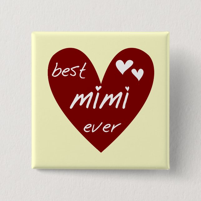 Red Heart Best Mimi Ever Tshirts and Gifts 15 Cm Square Badge (Front)