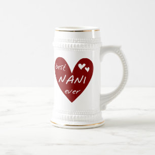 Red Heart Best Nani Ever T-shirts and GIfts Beer Stein