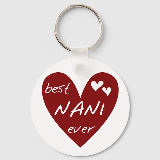Red Heart Best Nani Ever T-shirts and GIfts Key Ring (Front)
