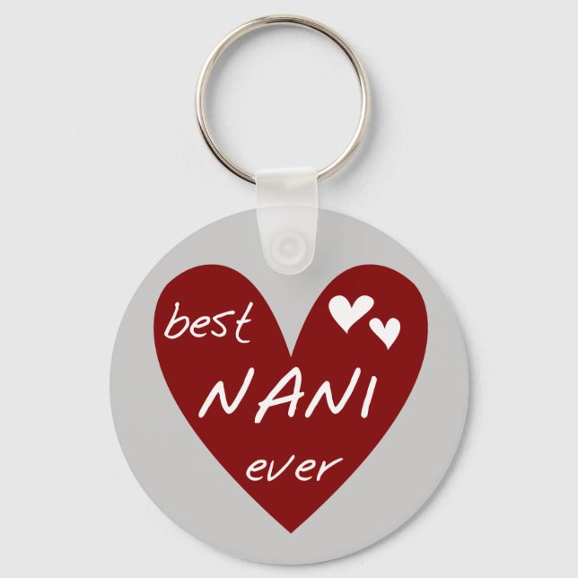 Red Heart Best Nani Ever T-shirts and GIfts Key Ring (Front)