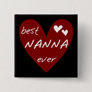 Red Heart Best Nanna Ever t-shirts and Gifts 15 Cm Square Badge