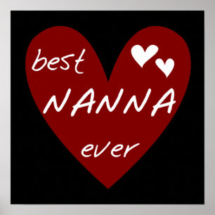 Red Heart Best Nanna Ever t-shirts and Gifts Poster