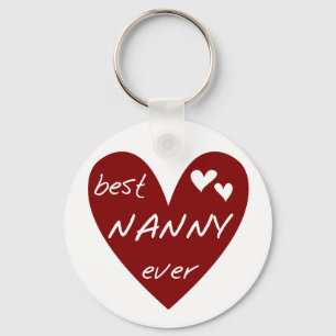 Red Heart Best Nanny Ever T-shirts and Gifts Key Ring