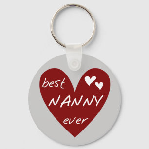 Red Heart Best Nanny Ever T-shirts and Gifts Key Ring