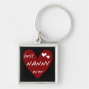 Red Heart Best Nanny Ever T-shirts and Gifts Key Ring
