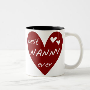 Red Heart Best Nanny Ever T-shirts and Gifts Two-Tone Coffee Mug