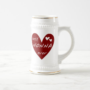 Red Heart Best Nonna Ever T-shirts gifts Beer Stein