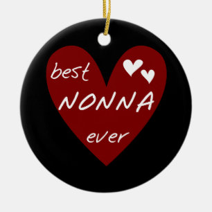 Red Heart Best Nonna Ever T-shirts gifts Ceramic Tree Decoration
