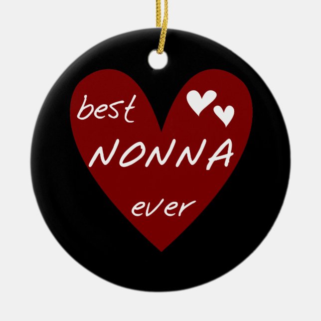 Red Heart Best Nonna Ever T-shirts gifts Ceramic Tree Decoration (Front)
