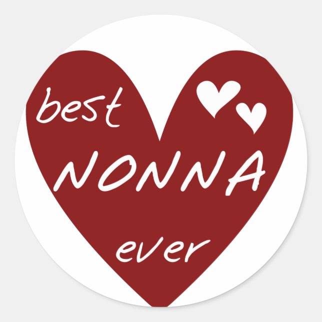 Red Heart Best Nonna Ever T-shirts gifts Classic Round Sticker (Front)