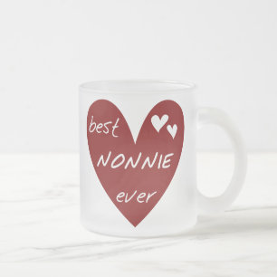 Red Heart Best Nonnie Ever T-shirts and Gifts Frosted Glass Coffee Mug