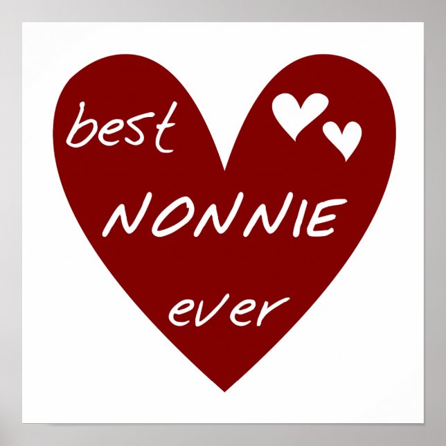Red Heart Best Nonnie Ever T-shirts and Gifts Poster (Front)