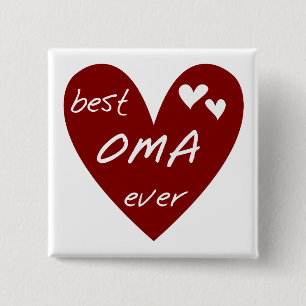 Red Heart Best Oma Ever T-shirts and Gifts 15 Cm Square Badge