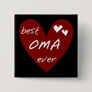 Red Heart Best Oma Ever T-shirts and Gifts 15 Cm Square Badge