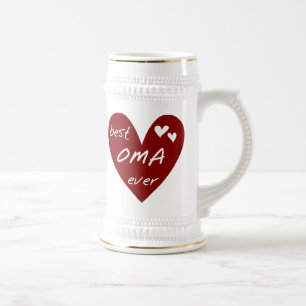 Red Heart Best Oma Ever T-shirts and Gifts Beer Stein