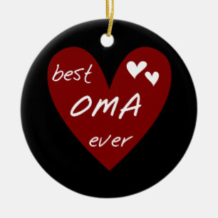 Red Heart Best Oma Ever T-shirts and Gifts Ceramic Tree Decoration