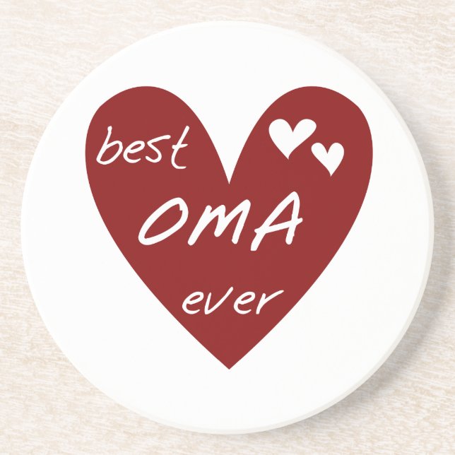 Red Heart Best Oma Ever T-shirts and Gifts Coaster (Front)