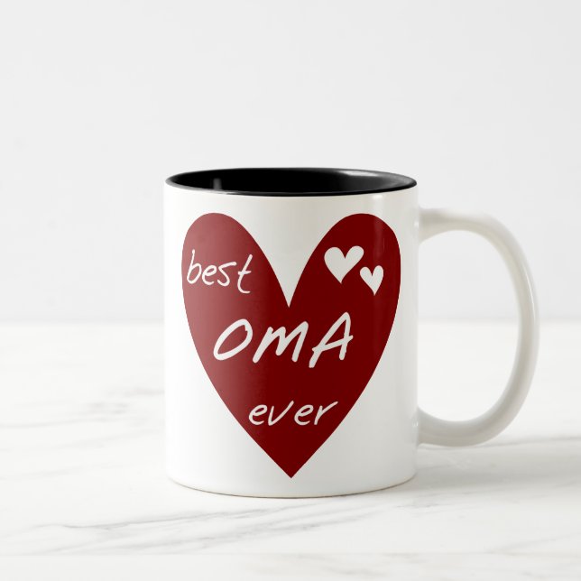 Red Heart Best Oma Ever T-shirts and Gifts Two-Tone Coffee Mug (Right)